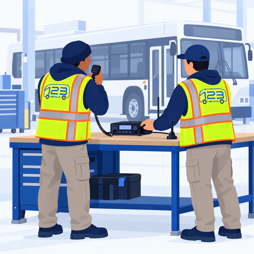 123 Installs technician connecting a vehicle radio and antenna