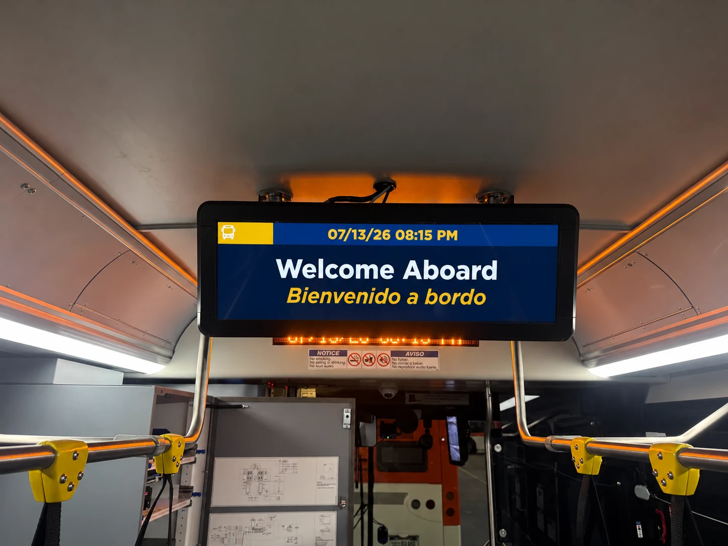 Installed passenger information screen
